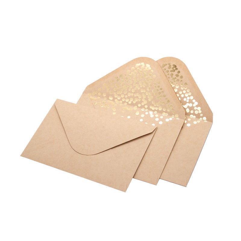 CHRIZ.Z A4 Kraft Envelopes - 50 Pack Pointed Flap Foil Confetti Greeting Card Envelopes 4.2" x 6.2" for Wedding, Invitation, Baby Shower, Birthday, Graduation, Christmas, NYE (Gold Foil Confetti) - Image 5